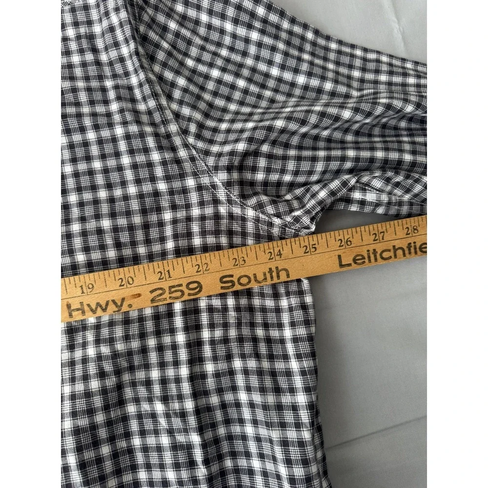 Lucky Brand Black and White Plaid Western Pearl Snap Men's Cowboy Shirt Size L